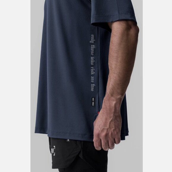 ASRV Navy Blue Short Sleeve Aerosilver "OTWR" Oversized Tee - Picture 3 of 4